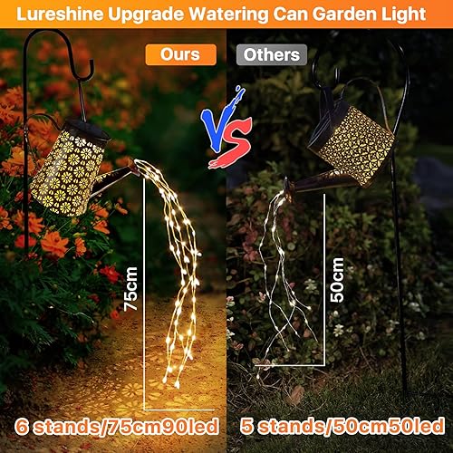 Miniatura 4 de Outdoor Solar Watering Can with Lights Garden Decor Large Solar Powered Lanterns Hanging Waterproof LED Decorative Retro Metal Kettle String Lights
