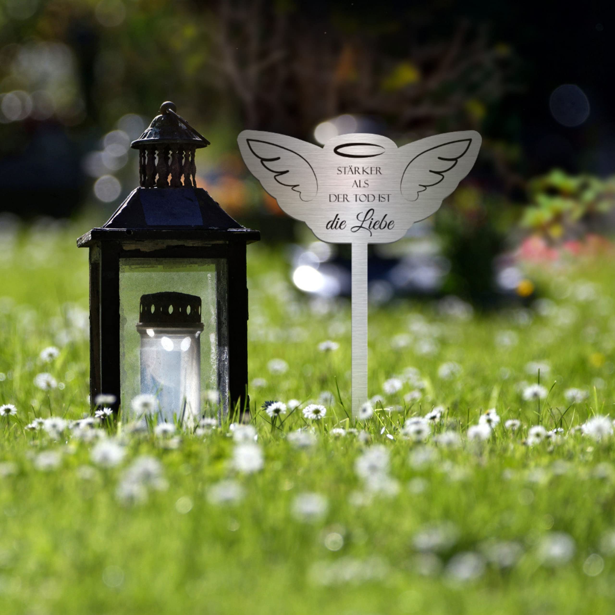 Grabstecker Herz mit Pfote aus Edelstahl mit Trauer Spruch oder Namen | Grabschmuck Hund o. Katze - persönliche Grab Deko für Tiere | wetterfest & personalisierbar für EIN Tiergrab o. Garten