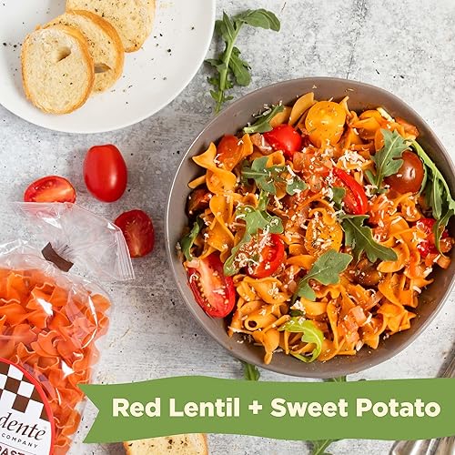 Vista 6 de Al Dente Pasta a base de plantas, lentejas rojas + batata – orgánica, sin gluten, sin OMG, vegana, fideos ricos en proteínas. Deliciosa y versátil.
