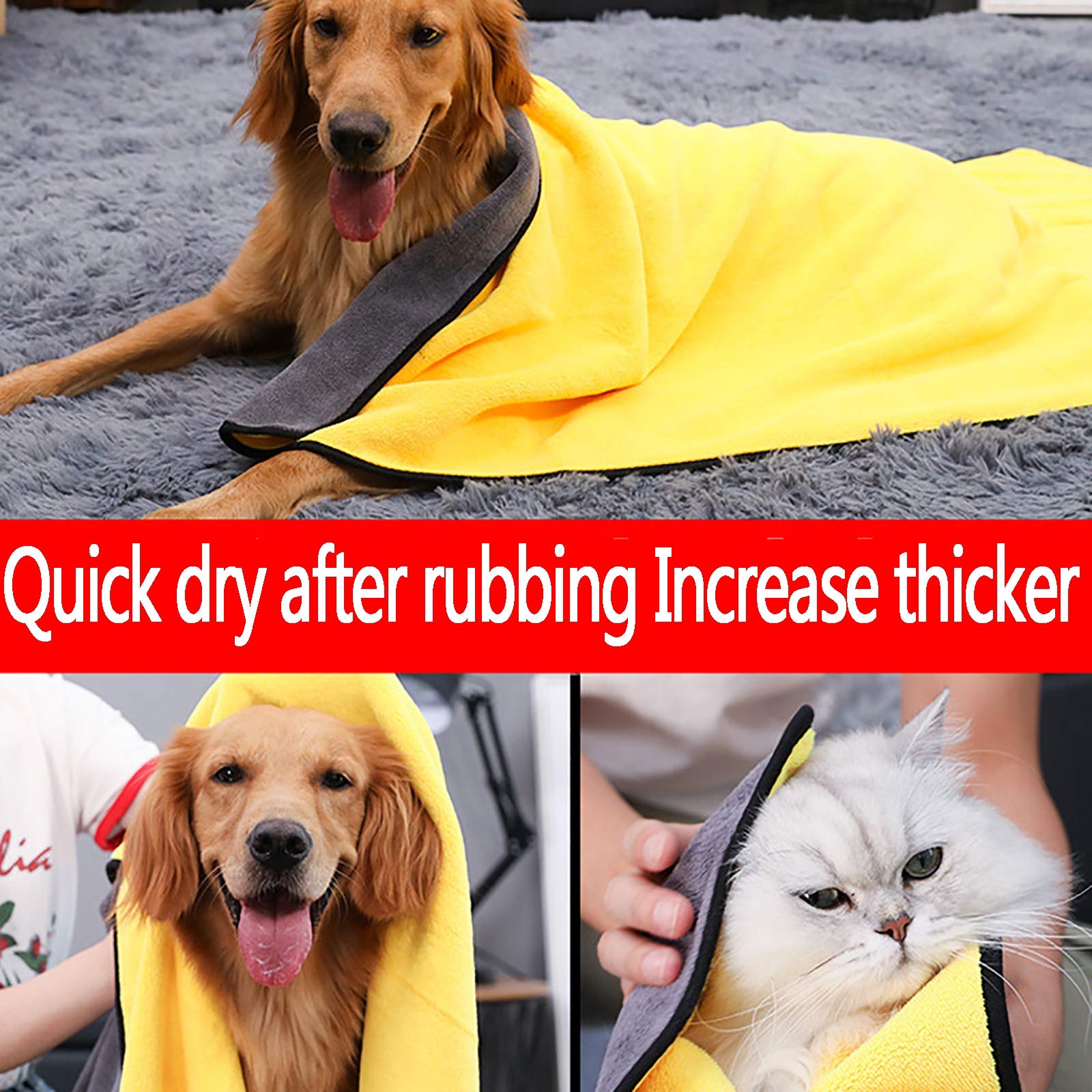Serviette pour Chien Serviette en Microfibre Super absorbante à séchage Rapide Serviettes pour Animaux de Compagnie de qualité supérieure Super Douce Lavable en Machine,S:40 * 60cm