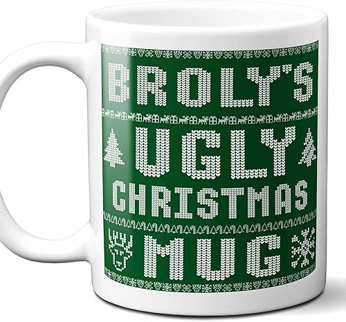 Broly Name Christmas Gift. Personalized Ugly Christmas Sweater Coffee Mug. Funny Custom Xmas Gift, Stocking Stuffer For Friends, Coworkers And