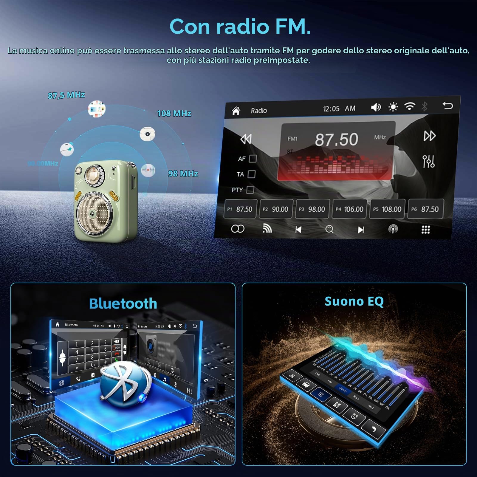 Hikity Autoradio 1 Din 9" Wireless CarPlay Android Auto Bluetooth