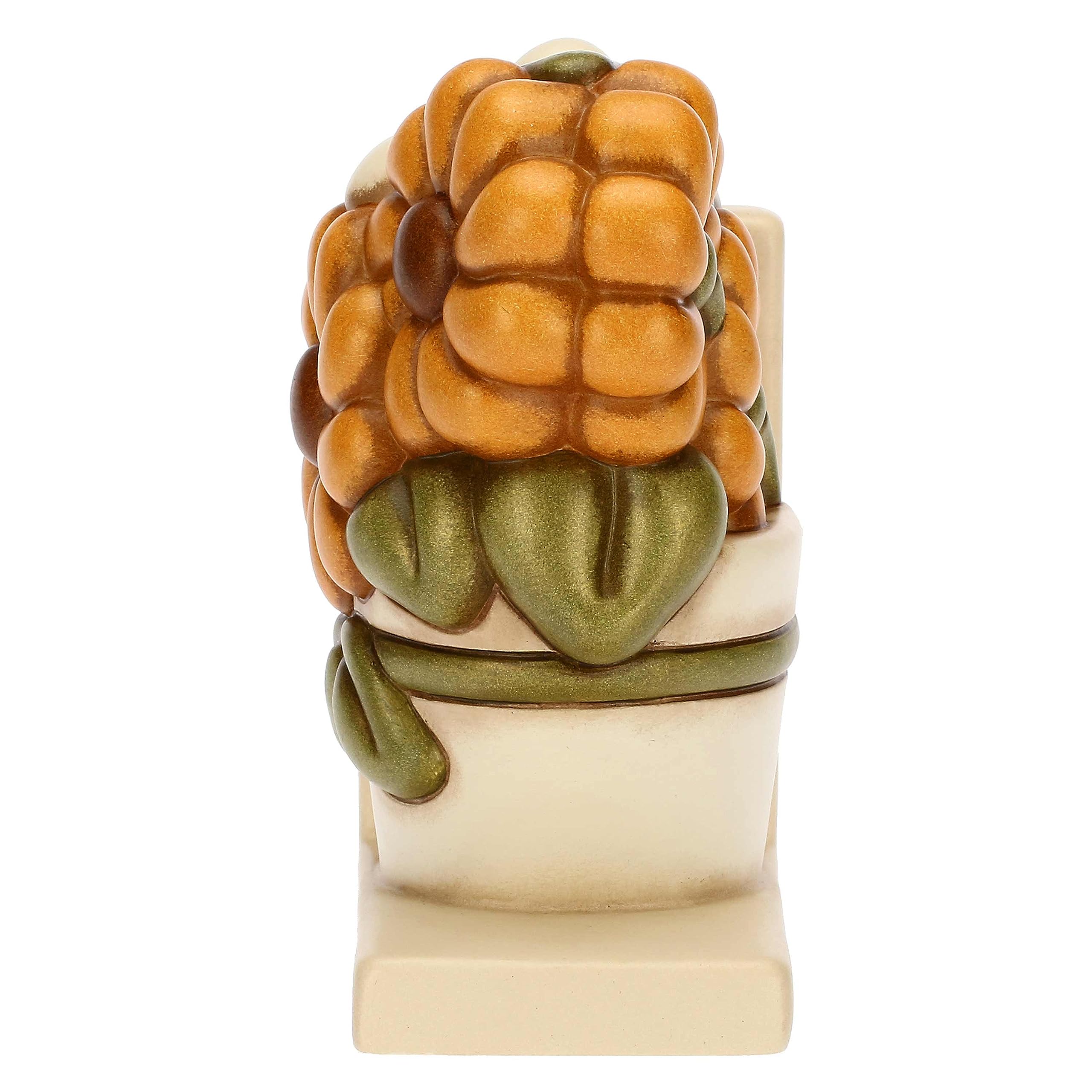 THUN, Fermalibri a Forma di Vaso con Fiore di Calendula in Ceramica Decorata a Mano, Linea Racconti d'Autunno, 12.8x8.6x16 cm h
