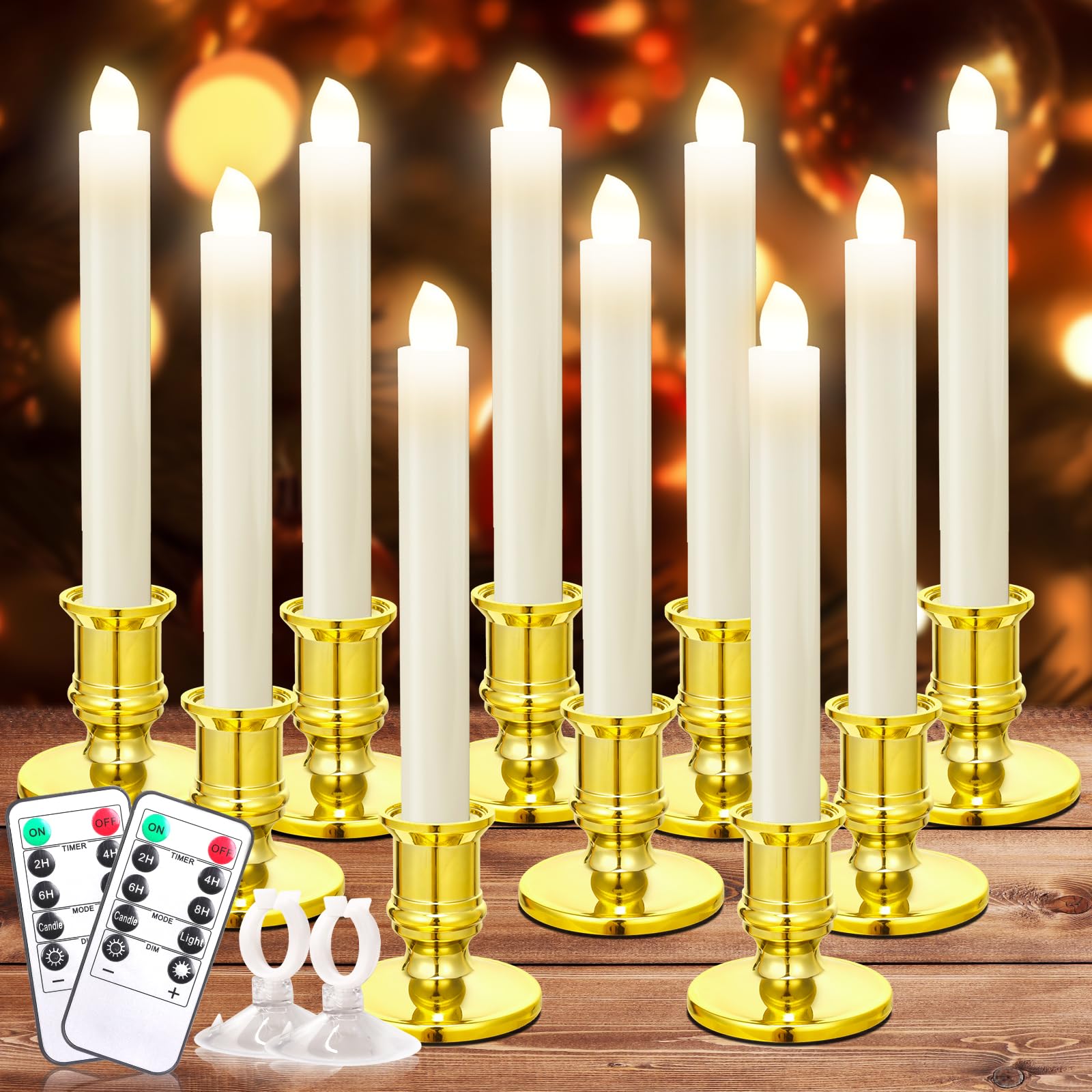 Verdenu 10 Pack Christmas Window Candles