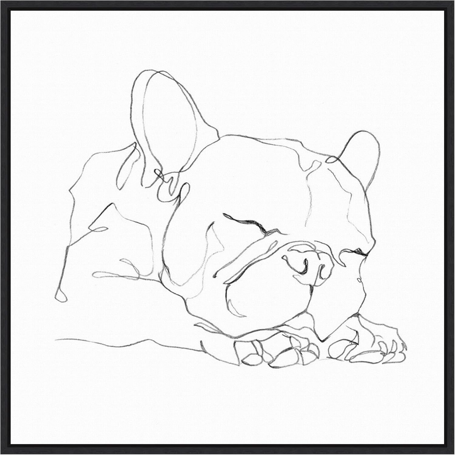 Amanti Art Framed Canvas Wall Art 16x16 French Bulldog Contour II by Ethan Harper, Framed Wall Art Canvas, Animals Artwork, Traditional Decor, Small Poster Painting for Living Room, Bedroom, Bathroom