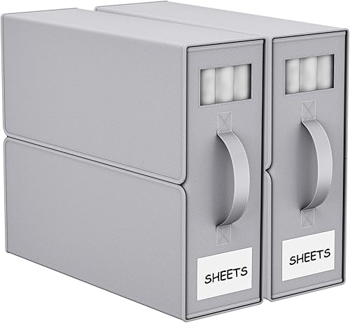 Organizador Plegable de Ropa de Cama, Contenedores de Almacenamiento de Tela para Sábanas, Fundas de Edredón y Fundas de Almohada, Organizador de