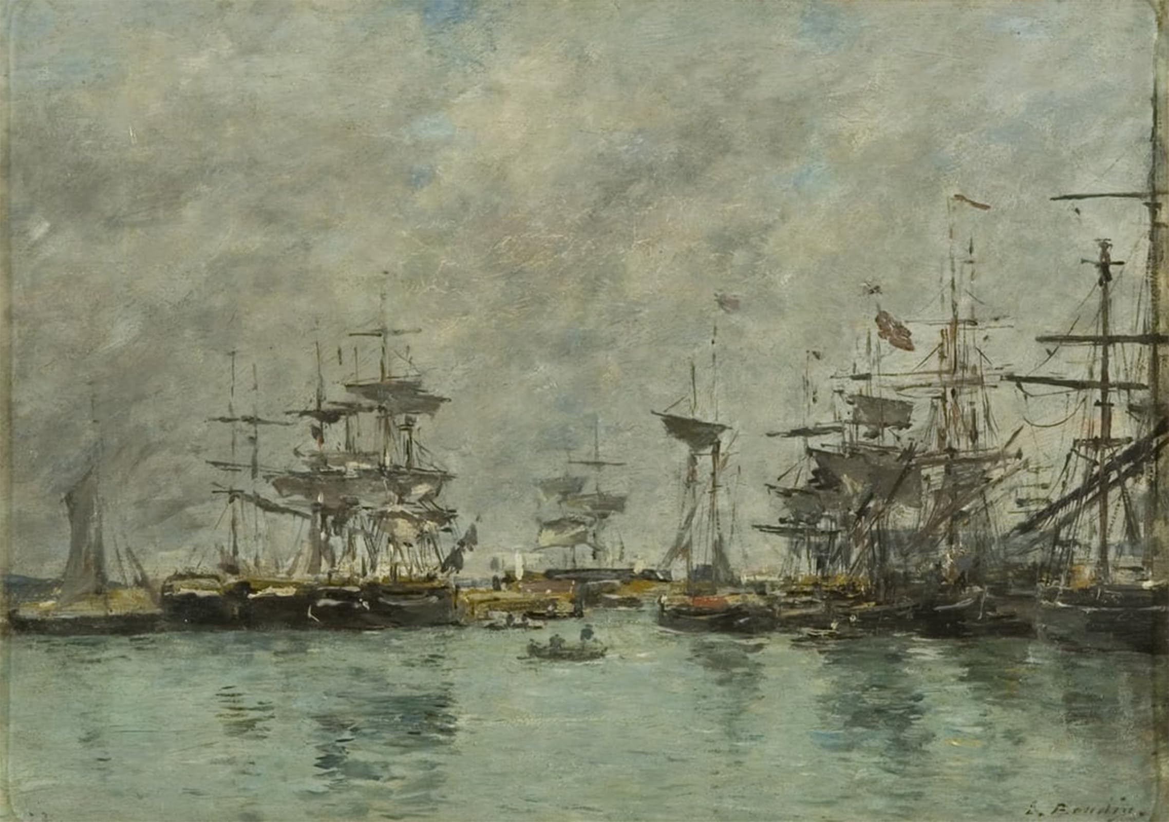 Scène de port Eugène Boudin Tableau Déco Salon Bord de Mer