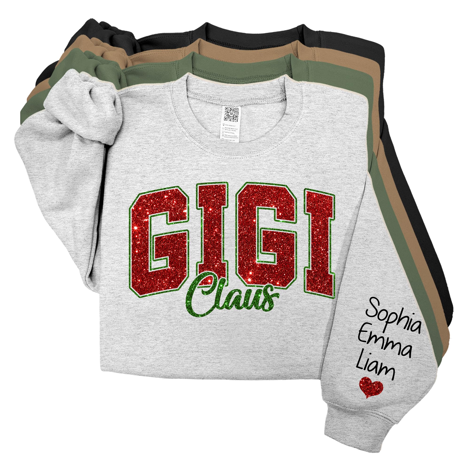 Personalized Grandma Sweatshirt, Custom Nickname Grandma with Kids Names Glitter Print Shirt, Gifts for Christmas