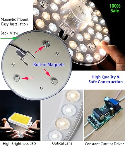 Miniatura 5 de Zhairdalstar Kit de reequipamiento LED de 18 W, motor de luz para ventilador de techo empotrado, panel de repuesto PCB, luz natural de 5000 K (1