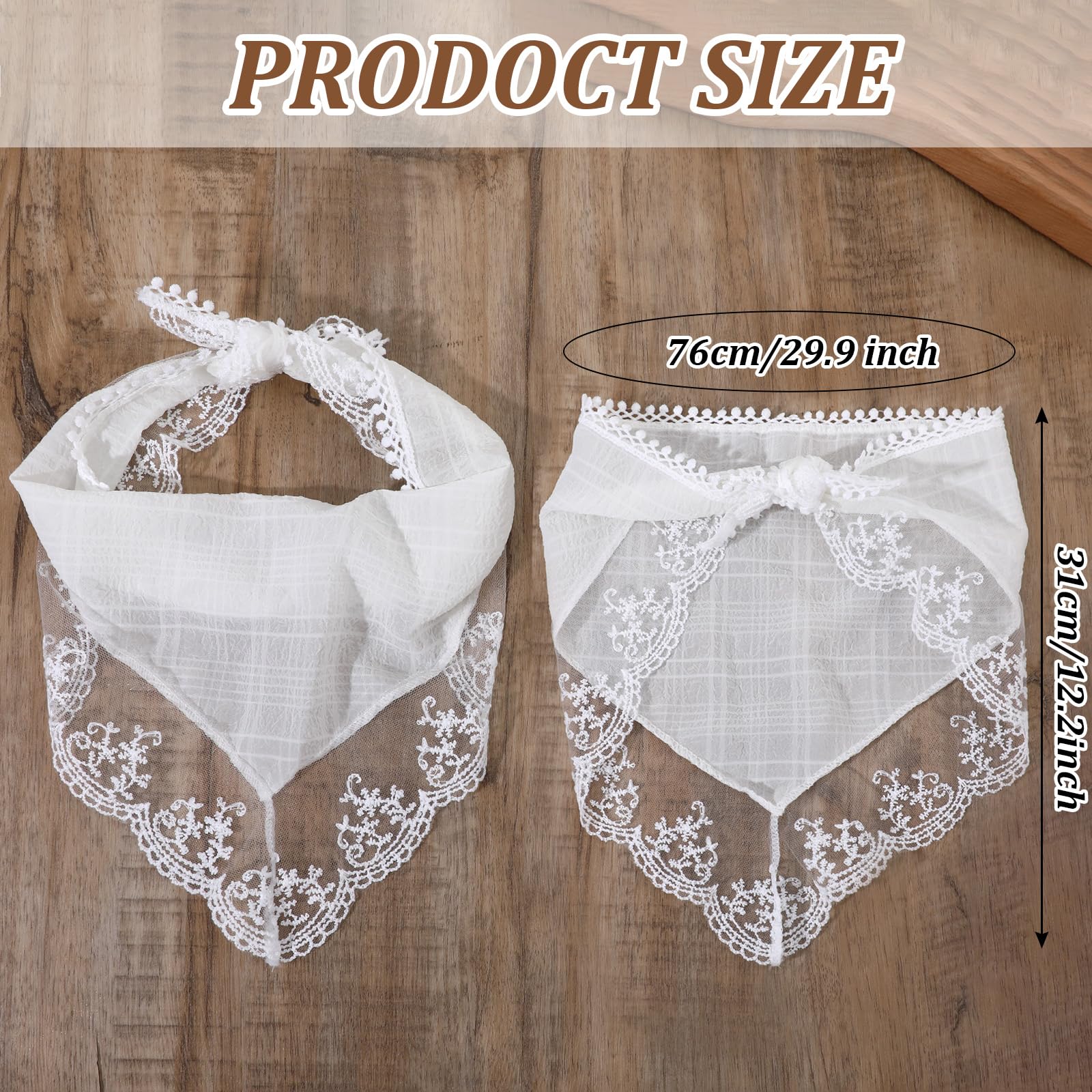 Spitzen Kopftuch, Weißes Damen Bandana, Elegantes Dreieckstuch, Vintage Haartuch, Kopfbedeckung Sommer Kopftücher Haartücher Haaraccessoires(Raster)