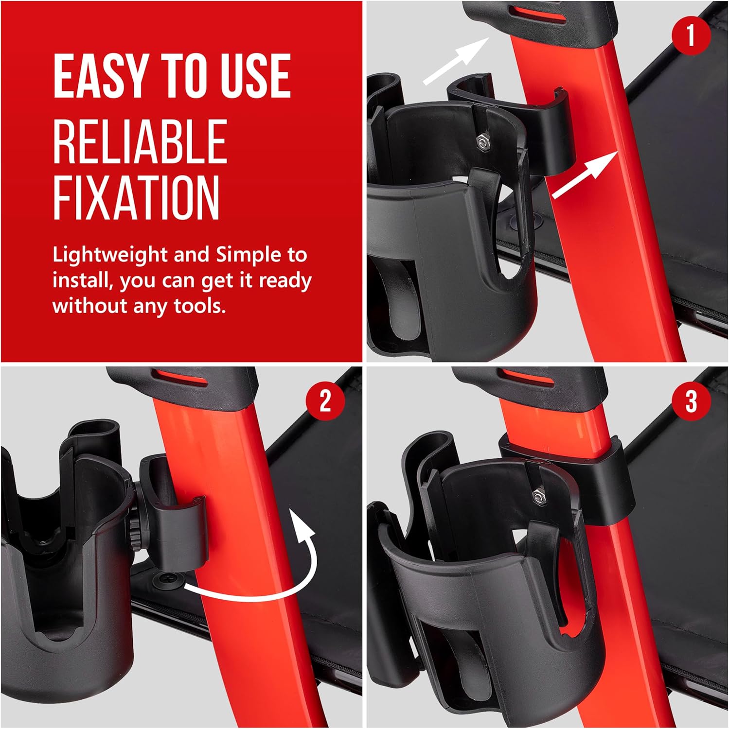 Clip-On Walker Cup and Phone Holder – Only Designed to be Compatible with Drive Medical ''Nitro'' Rollator Walkers. - Image 5