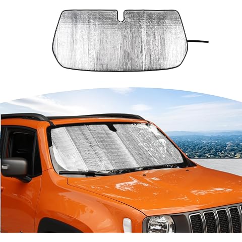 RT-TCZ for Renegade Windshield Sunshade Foldable Sun Shade Visor Sunscreen for Jeep Renegade 2016 2017 2018 2019 2020 2021 2022 2023 up
