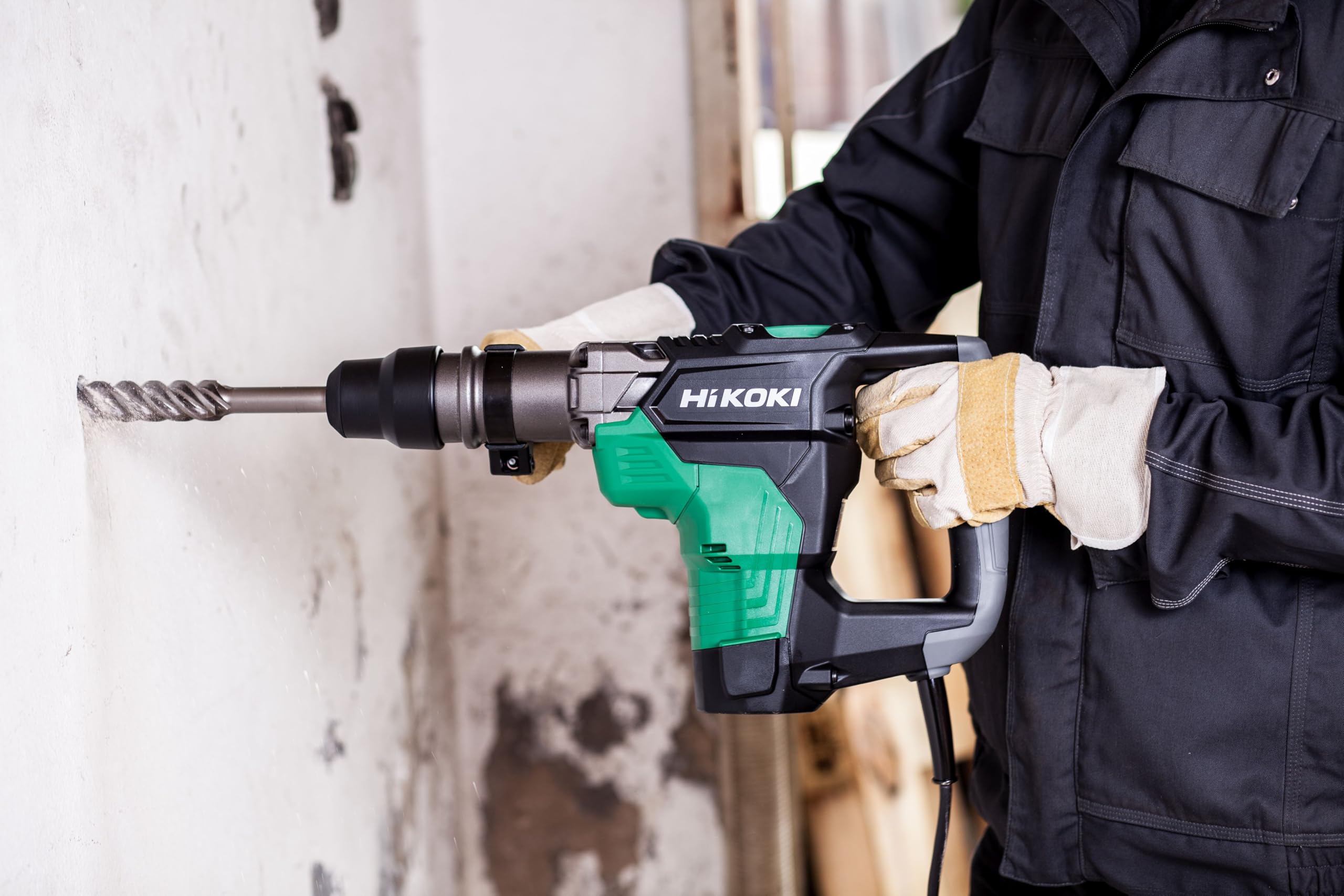 HiKOKI Bohr- und Meißelhammer SDS-Max - 1100 W, 7,1 J Schlagenergie, 40 mm Bohrdurchmesser, 2800/min Schlagrate - Vibrationsarm, ergonomischer Griff - Inkl. Koffer - Betonbohren und Abbrucharbeiten