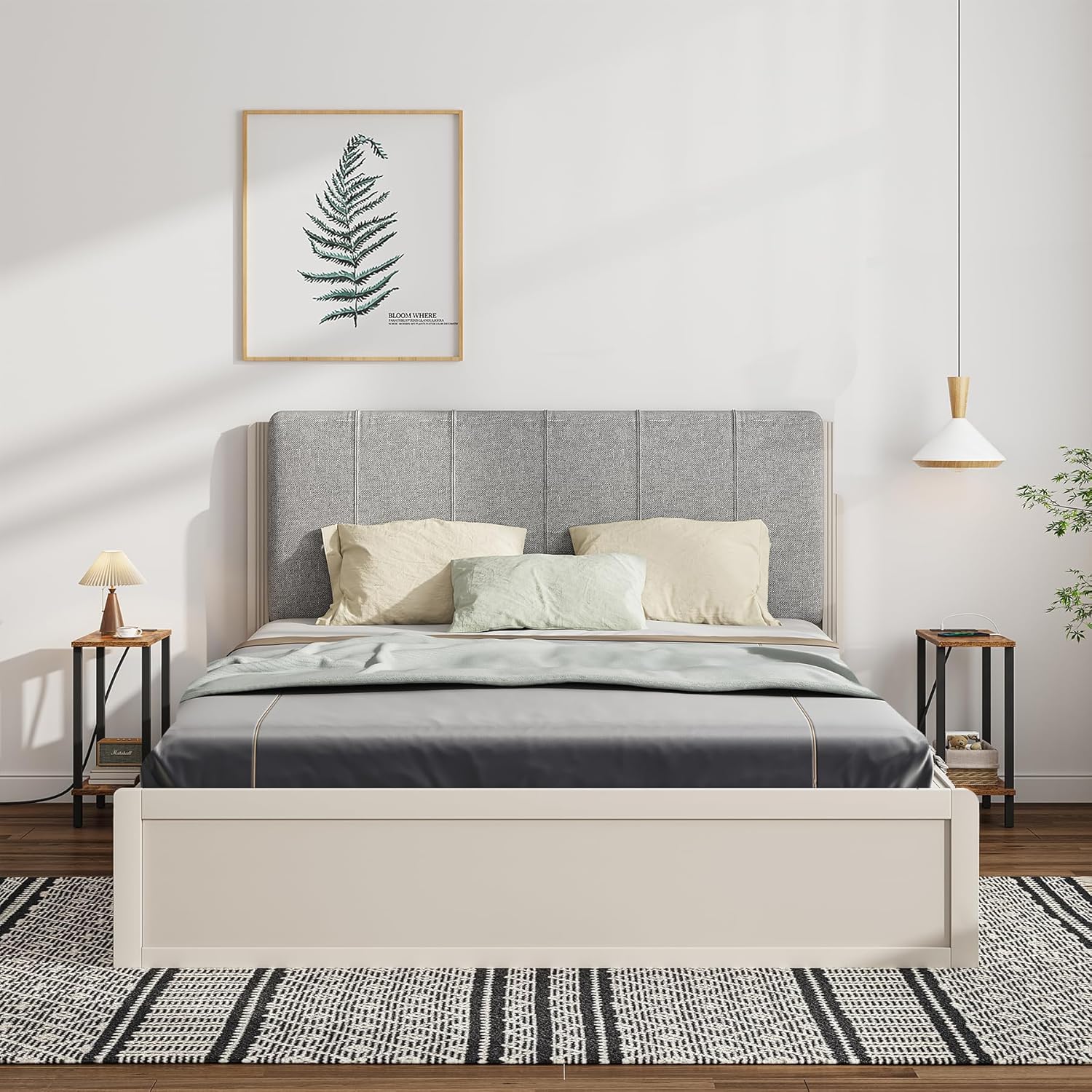 TUTOTAK Small End Table with Charging Station, Narrow Side Table with USB Ports and Outlets, Skinny Sofa Table, Slim Nightstand, Living Room, Bed Room, Brown TB01BB060 - Image 9