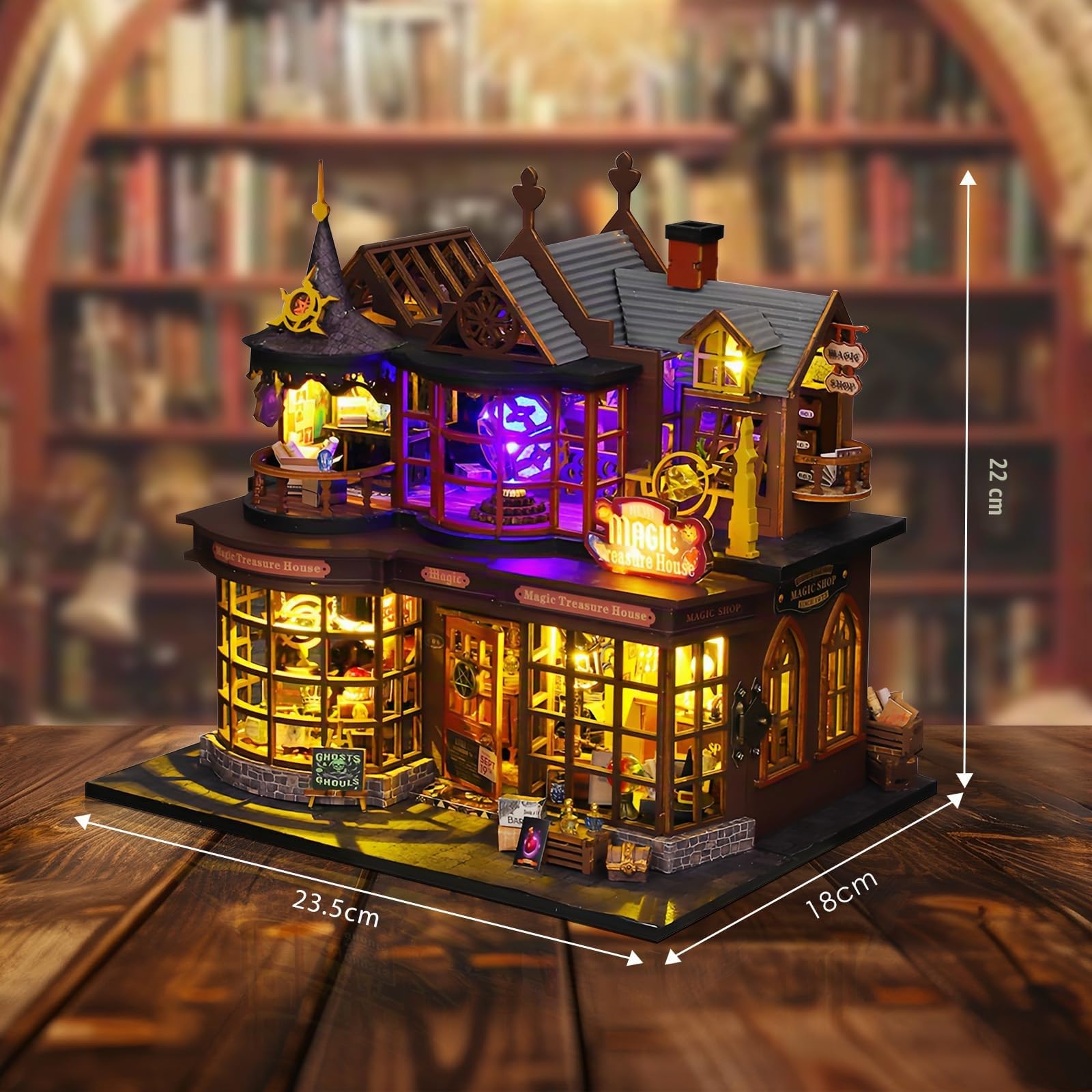 Cuteefun Miniatura Casa delle Bambole Kit, Dollhouse in Legno con LED, Kit Casa Minuscola per Adulti da Costruire, Regali Unici per Compleanni, Natale(La Magica Casa del Tesoro)