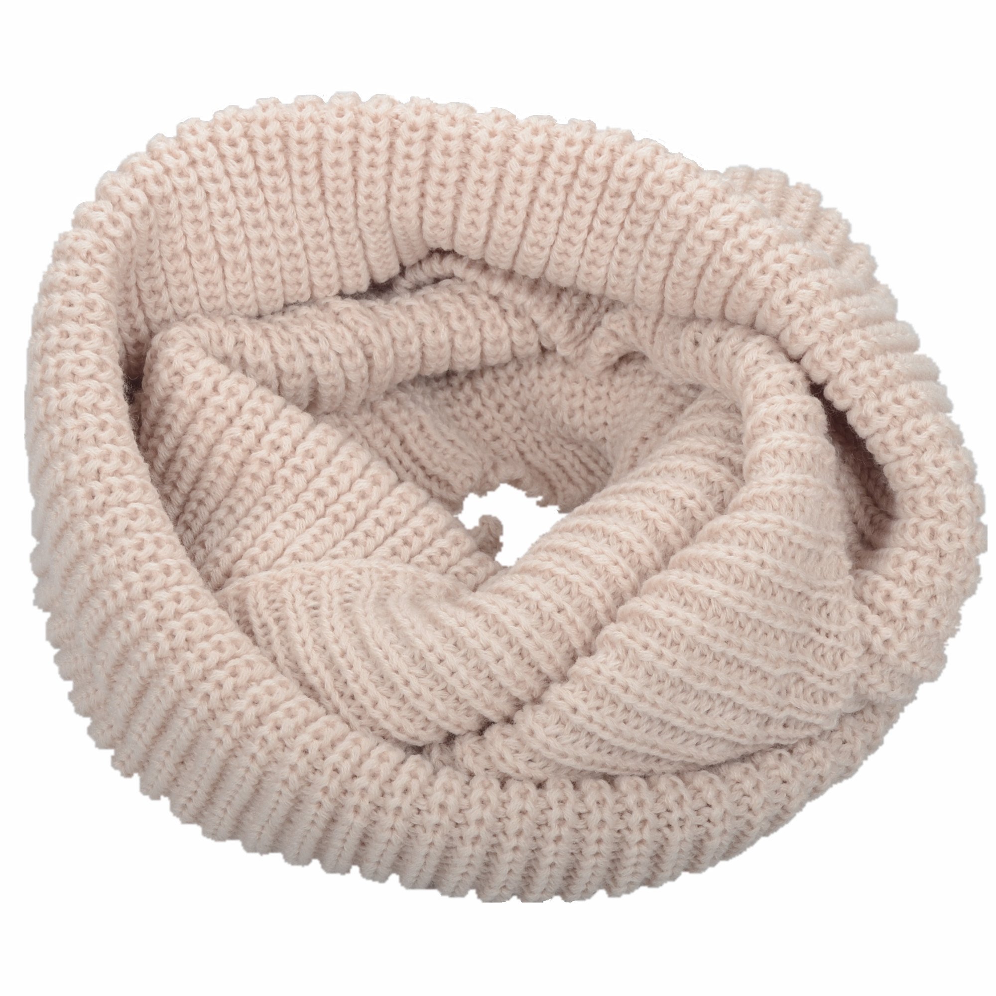 Neosan Women's Khaki Thick Ribbed Knit Winter Infinity Circle Loop Scarf, 48" Circumference X 12"W