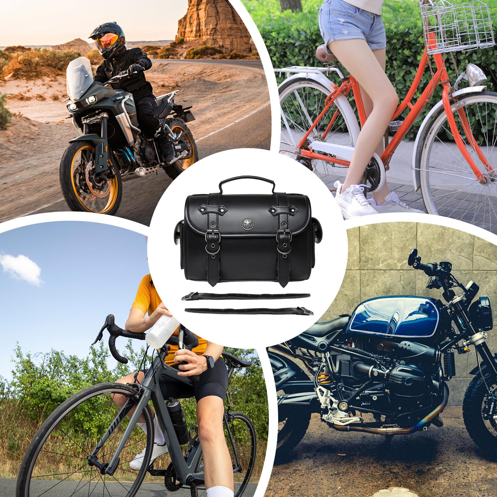 Borse da sella in pelle per moto, 720 g, deposito bagagli per moto, set di tasche laterali impermeabili, viaggi a lunga distanza, viaggi su strada, pendolari quotidiani, stoccaggio