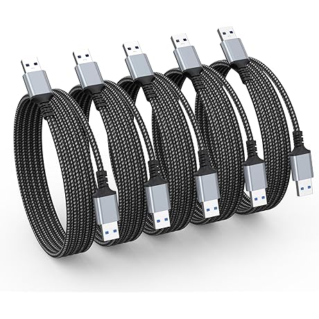 USB to USB Cable [5-Pack], 6FT USB 3.0 A to A Cable...