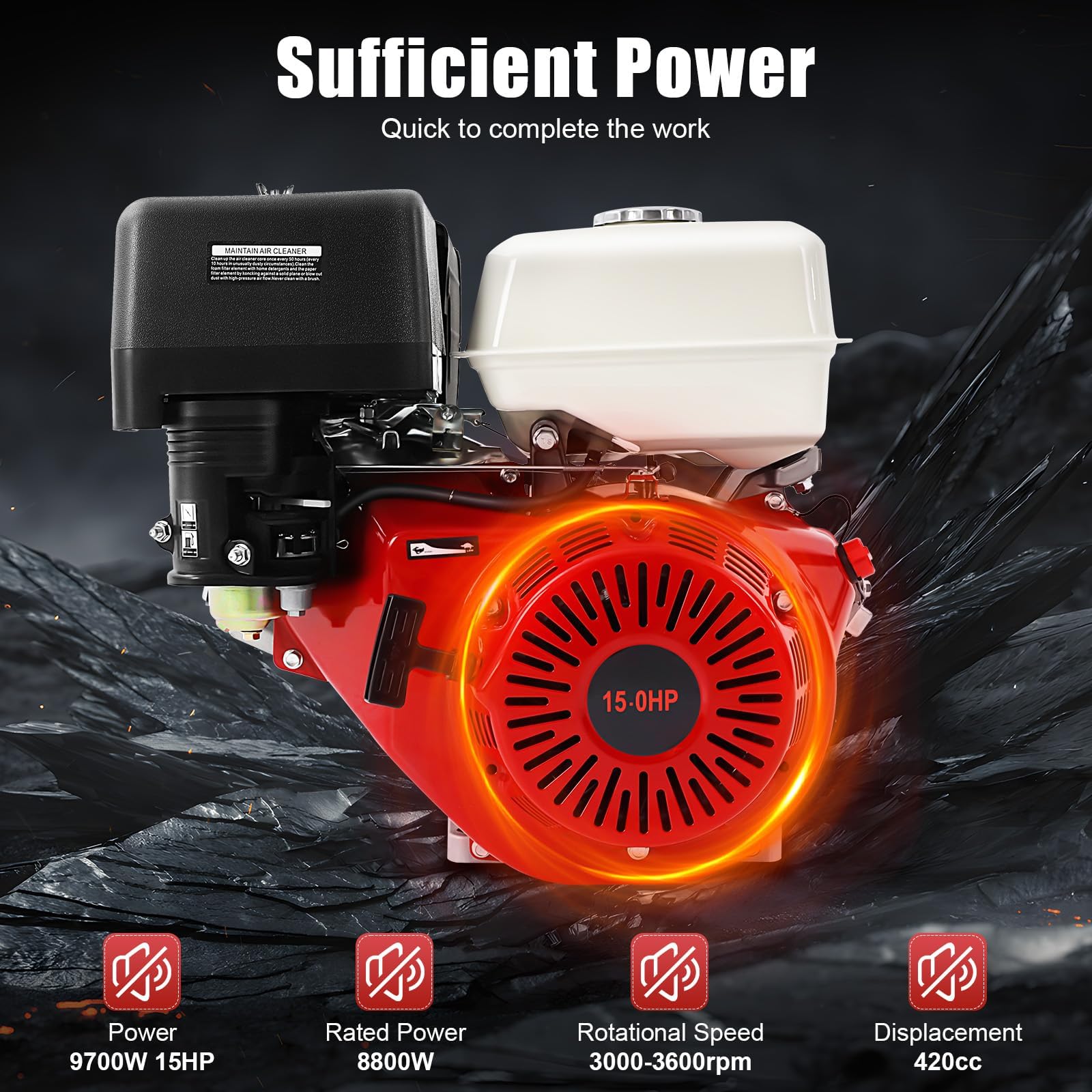 Motores de 4 tiempos Motor de kart, motor de gasolina de 15 CV, motor estacionario, motor industrial, de cuatro tiempos refrigerado por aire, kart de 420cc