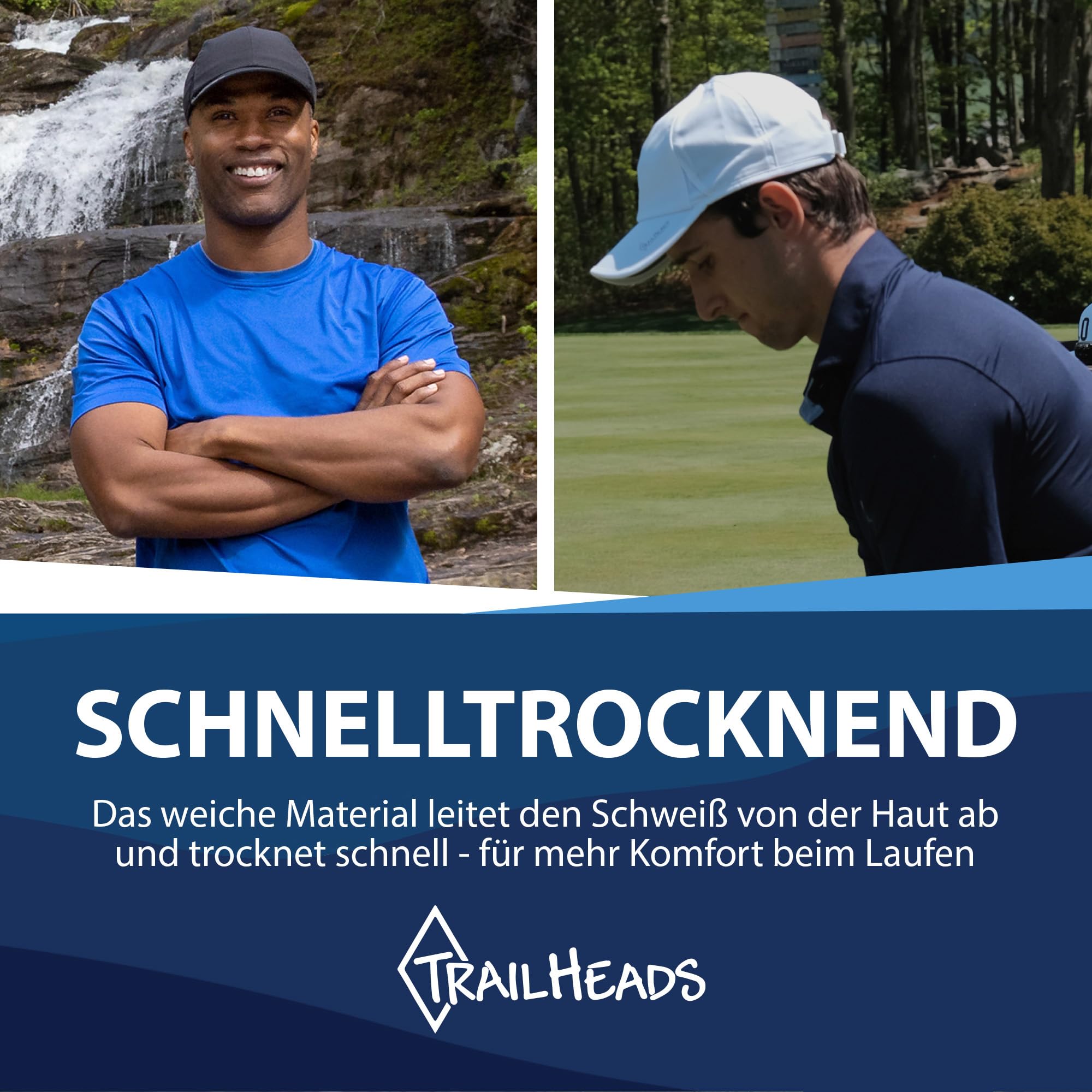 TrailHeads Cap Herren Sommer Mit UV-Schutz - Schnell Trocknende Sport Kappe - UPF 50 Laufkappe