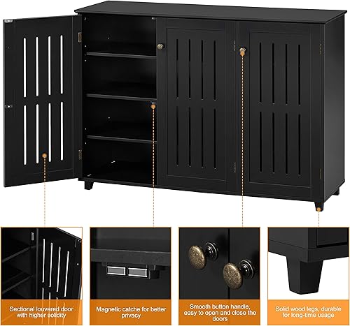 Miniatura 5 de Yaheetech Zapatero de pie ajustable, organizador de almacenamiento de 4 niveles, estantes de entrada, pasillo, muebles para baño, sala de estar,