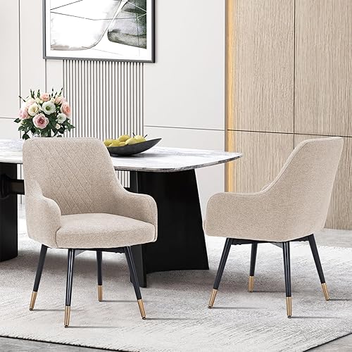 Yongchuang Juego de 2 sillas de comedor giratorias con brazos, modernas sillas decorativas para cocina, comedor, sala de estar, sillas laterales