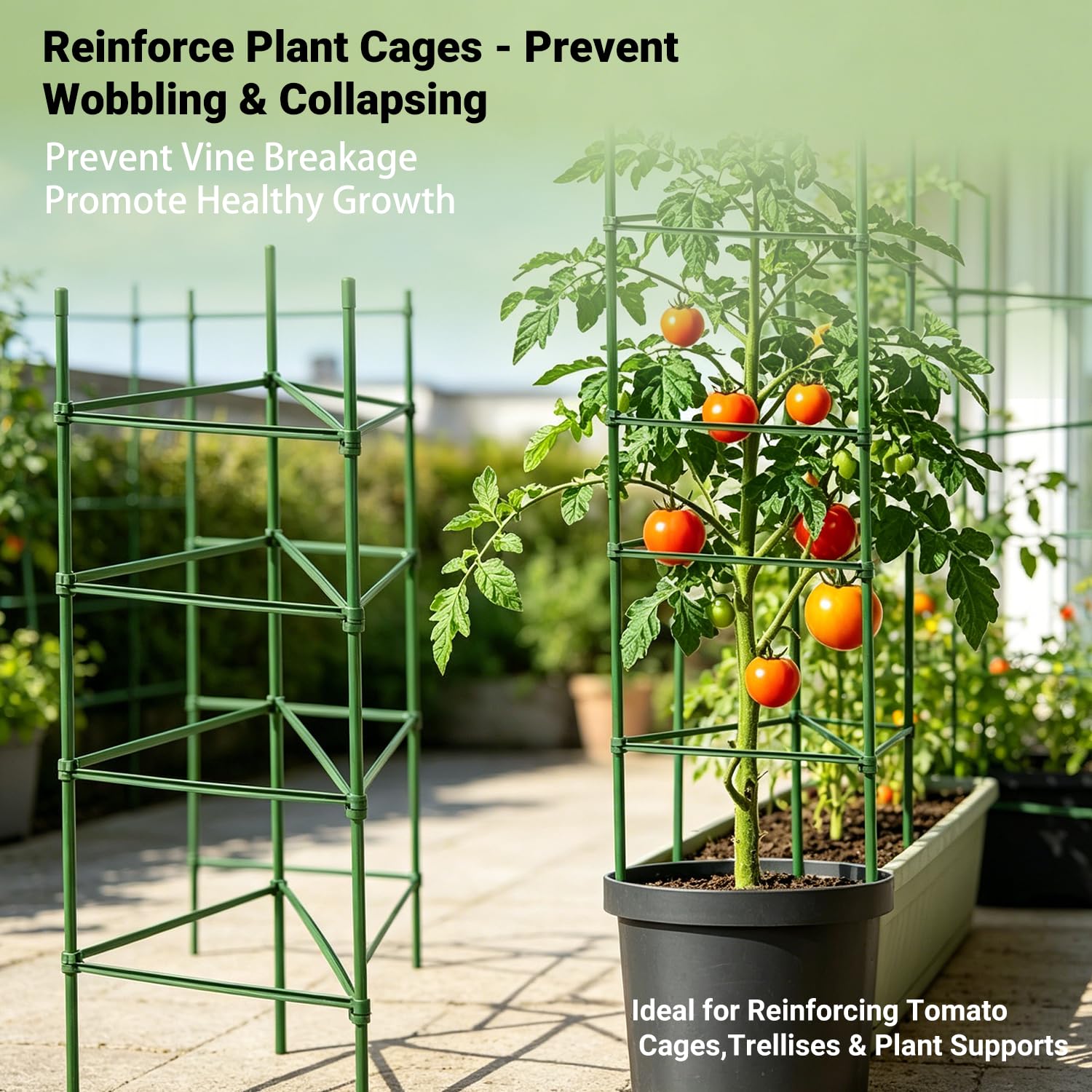 Lot de 100 bras en bois d'environ 30 cm de long et 2 boucles pour cages à tomates reliant des piquets de plantes d'un diamètre de 11 mm