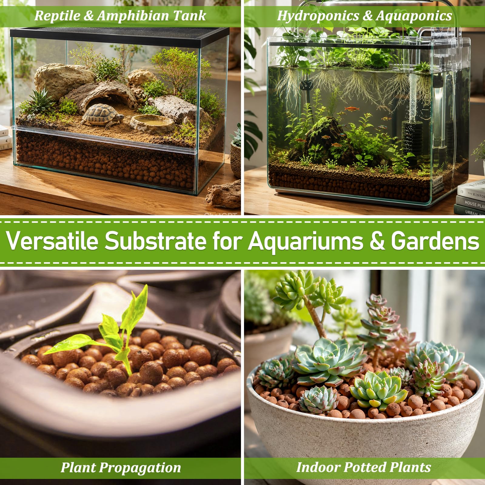 Riare Bolas de arcilla expandidas de 6 libras, sustrato de terrario para reptiles – 100% orgánico ligero arcilla guijarros sustrato ranas falso sustrato inferior sustrato de terrario bioactivo para