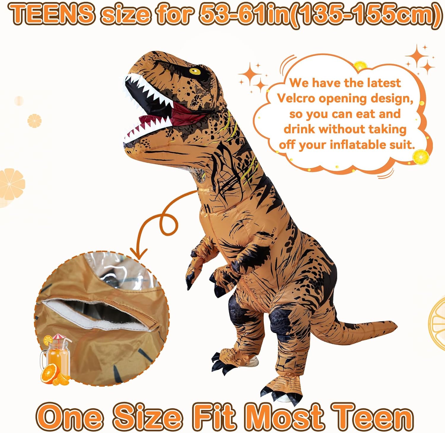 Inflatable Dinosaur Costume for Kids/Teens,Halloween Costumes T Rex Blow Up Costumes for Boys Girls,Cosplay Party