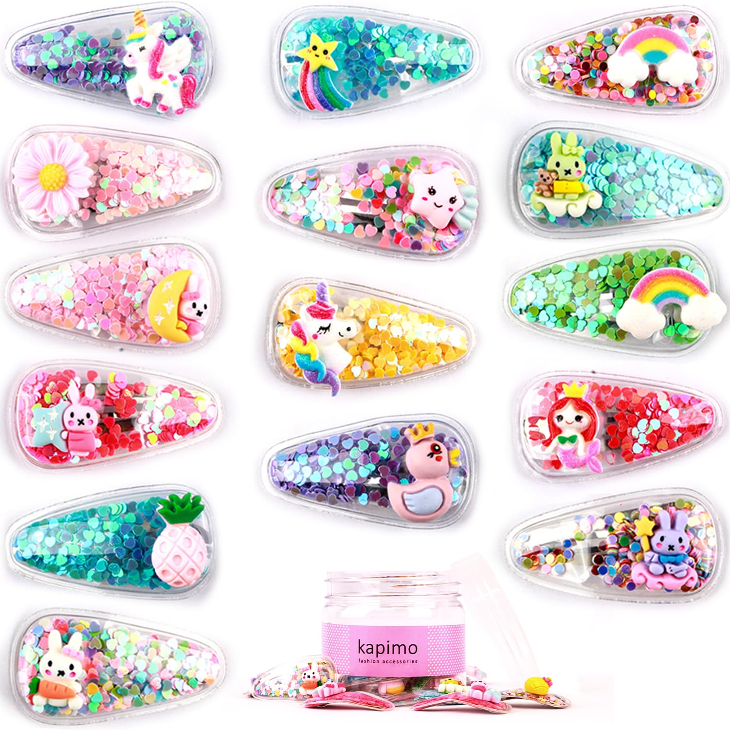 kapimo 15 Pcs Mix Hair Clips for Girls Kids Shiny Sequins Glitter Tic Tac Hair Accessories with Cute Patterns (Multicolor) (B0D1GGRWC4) Amazon Price History, Amazon Price Tracker