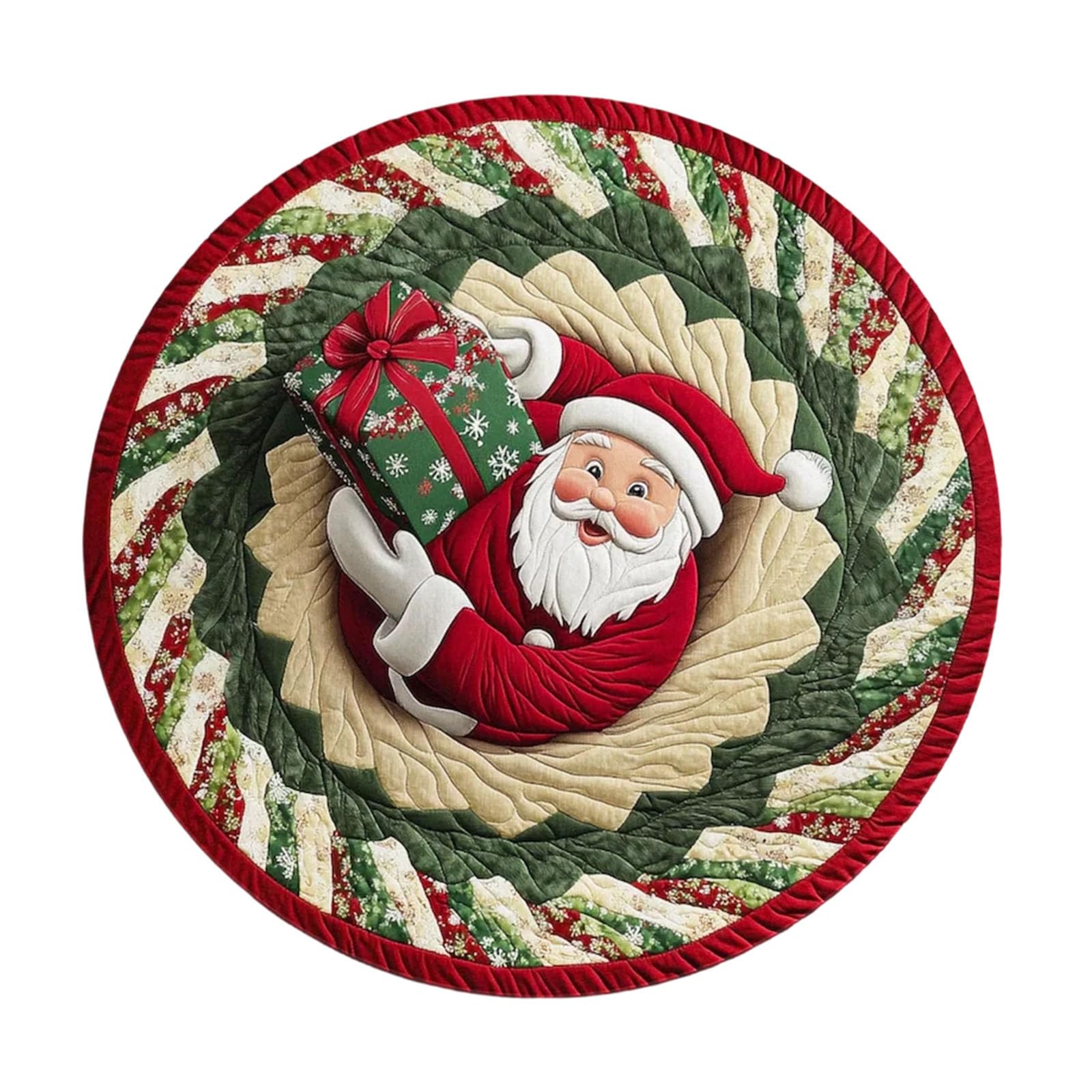 our fave 1 Santa Optical Illusion Round Rug Washable Holiday Carpet for Home Christmas Bedroom Decorations Festive Floor Mat