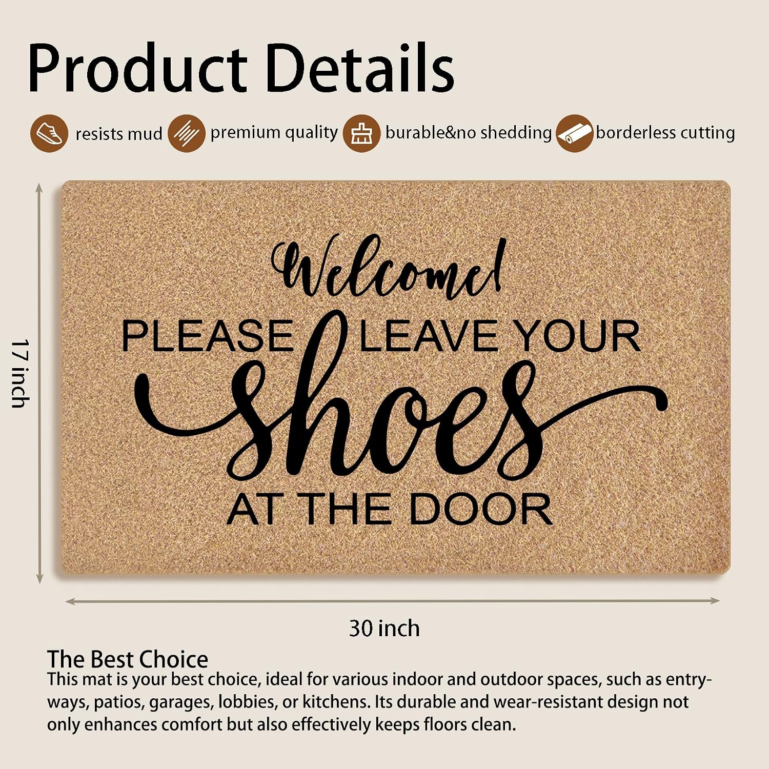 Mingnei Shoes Off Coco Coir Doormat,Take Off Your Shoes Doormat,Please Remove Your Shoe Doormats Door Mat for Home Entrance, No Shoes Floor Mats for House Front Outdoor Entryway Rug 30x17 Welcome Mat