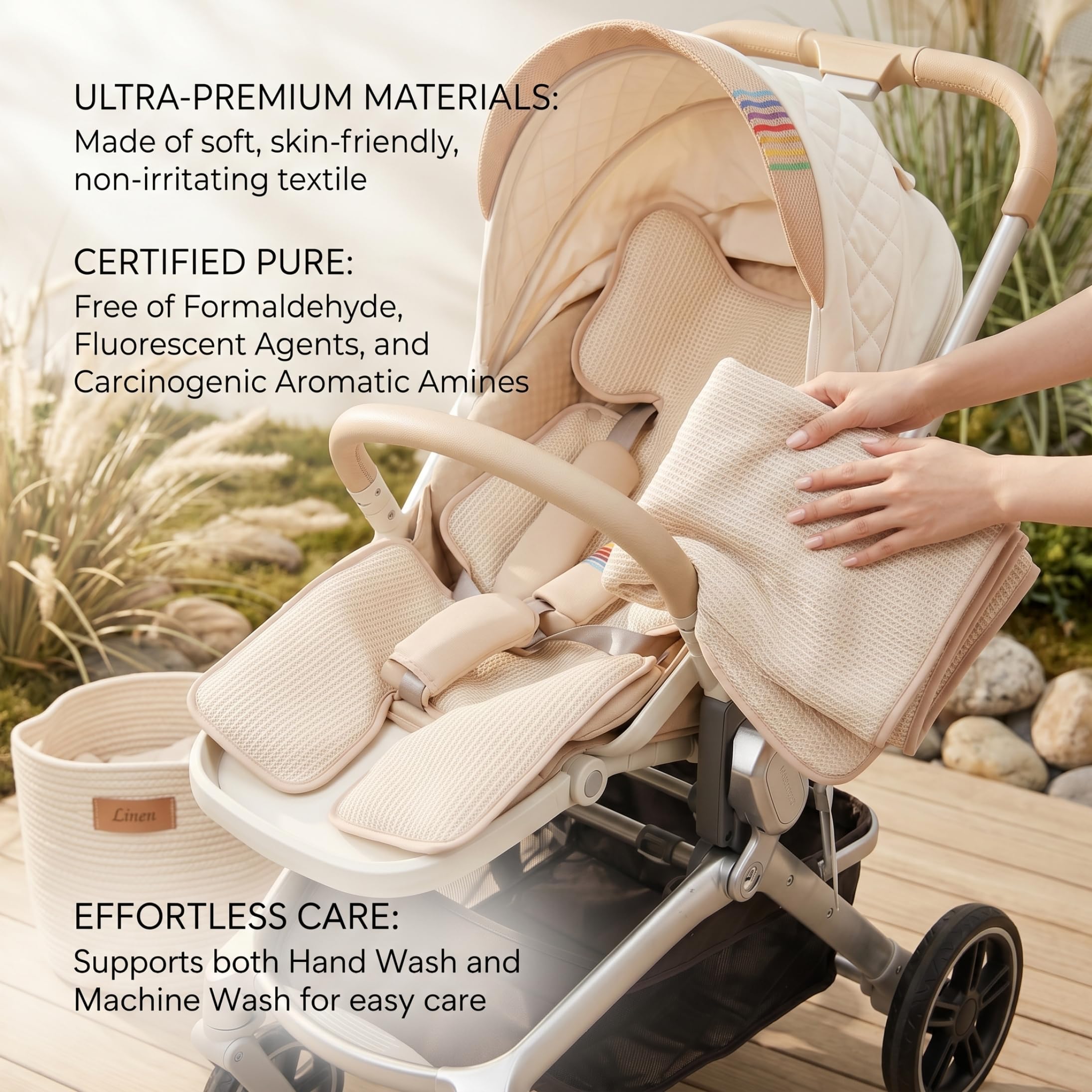 Tappetino di Raffreddamento per Passeggino, Tappetino di Raffreddamento per Bambini da 32×15 Pollici 3 velocità e 4 Ventilatore Incorporato Cuscino di Ventilazione Alimentato tramite USB Elementi