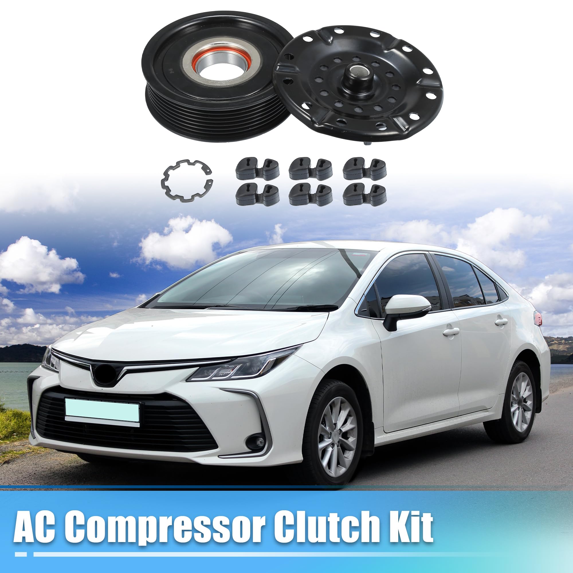 QUARKZMAN Ac Embrague Compresor Para Toyota Corolla 2009-2010 1Pc | Para Toyota Matrix 2009-2011 1.8L, Plateado Y Negro, Metal, 3.3X11.5Cm, 35Mm Di, 7 Ranuras