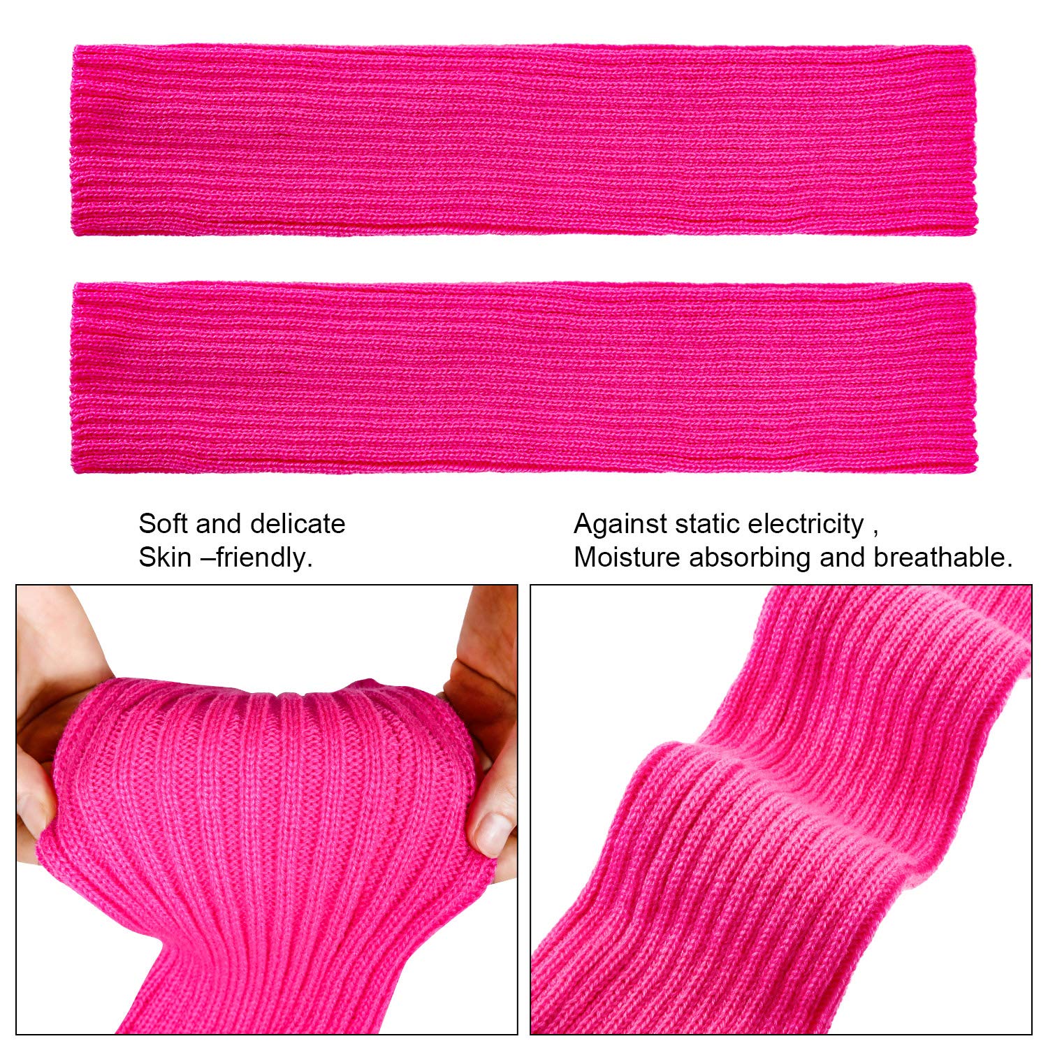 SATINIOR 80's Women Knit Leg Warmers Crochet Ribbed Neon Leg Socks for Dance or Yoga Wear Party Accessories: Hot Pink