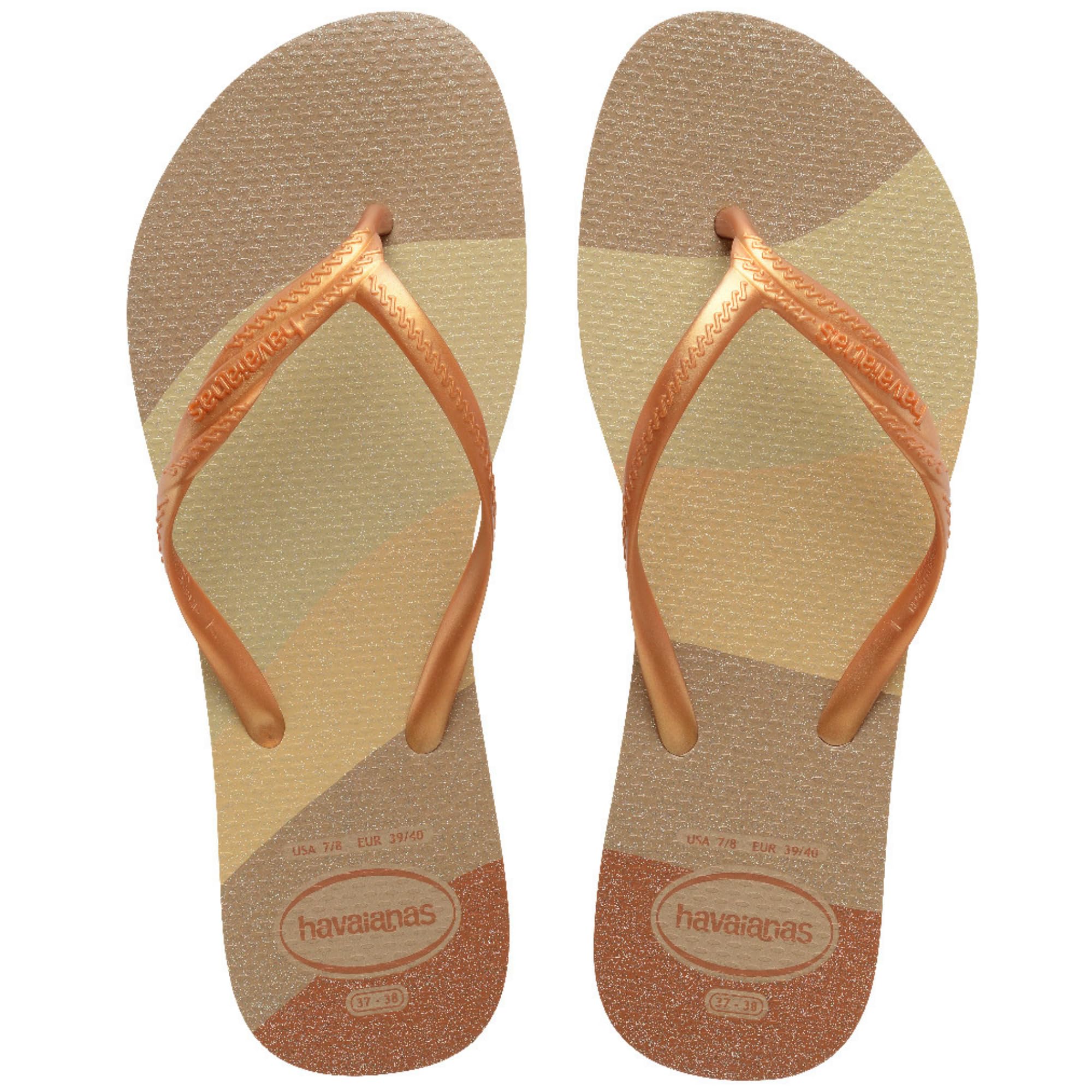 Havaianas – Fantasia, bequeme, strapazierfähige und elegante Flip-Flops, mit Metallic-Streifen und seitlicher Kreuzung, Damen