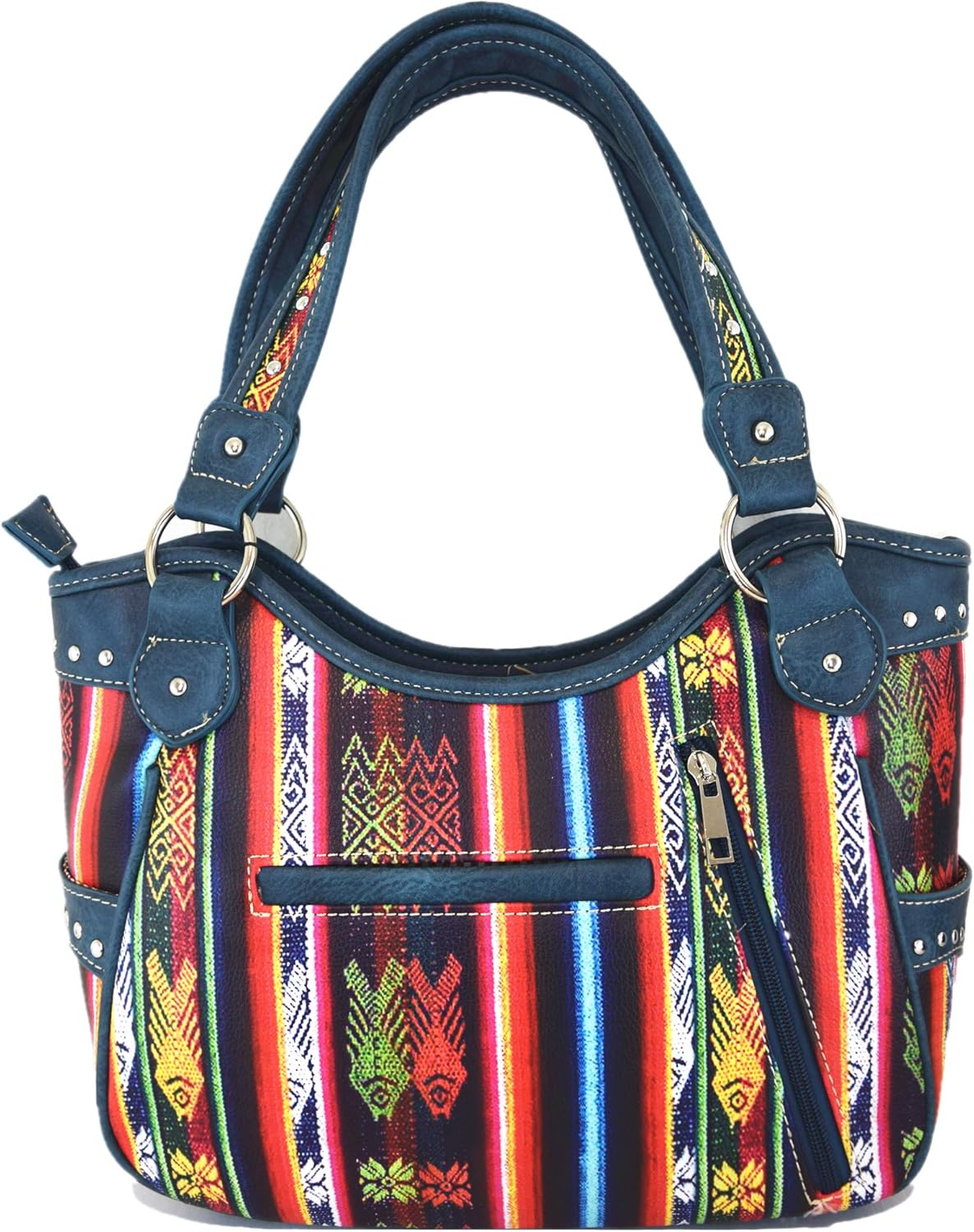 Native Conchos Studded Purse Western Style Rhinestone Country Leather Tassel Handbag Women Shoulder Bag Wallet Set