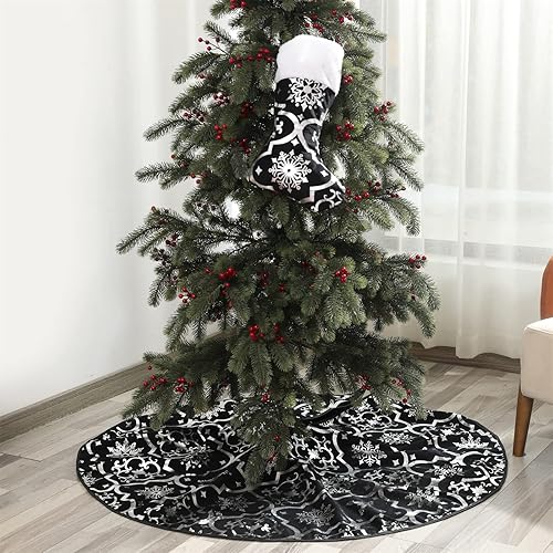 Miniatura 5 de Adorno de falda de árbol grande de 36 pulgadas, decoración única de Navidad con texto en inglés Happy Halloween, decoración única, manta de Navidad