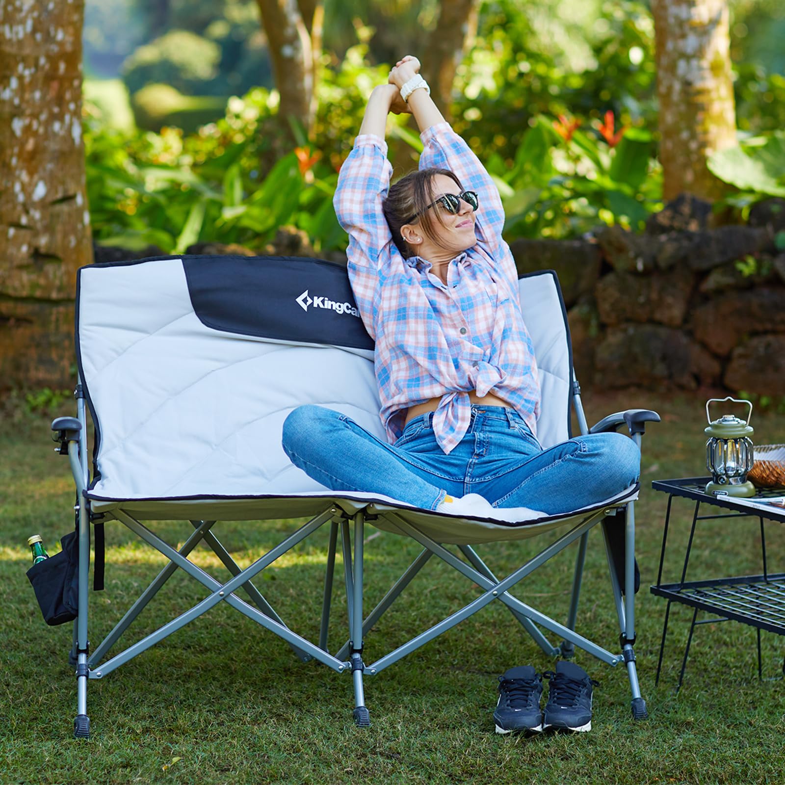 Silla De Camping KingCamp Para 2 Personas | 300 Kg Capacidad | Plegable Y Portátil