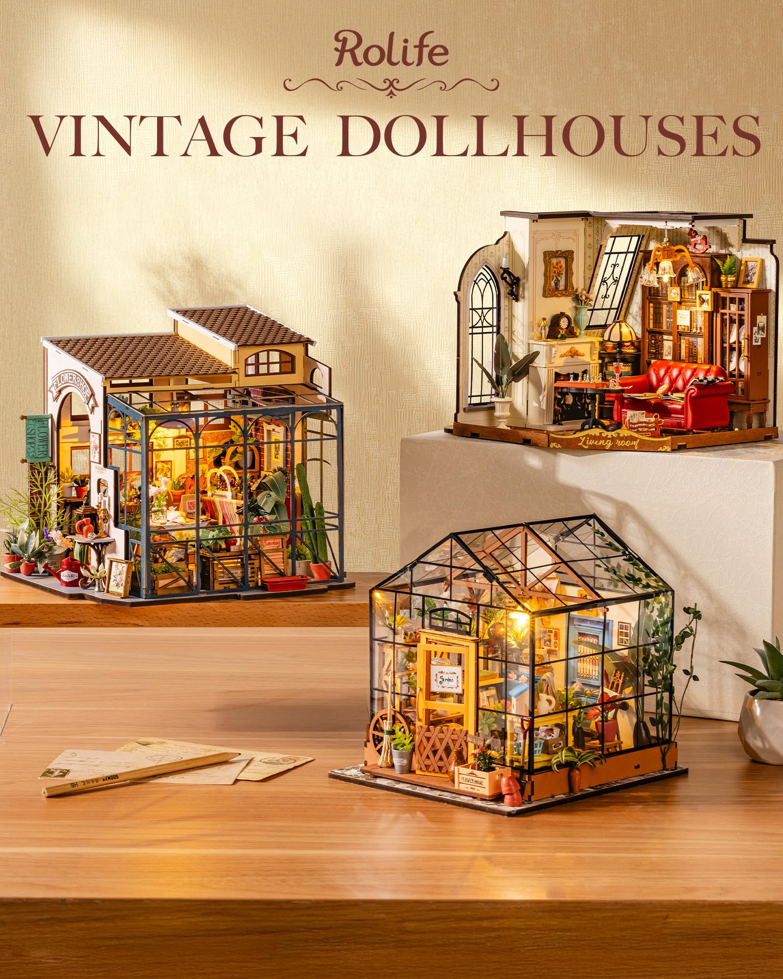 Rolife Casa de Muñecas en Miniatura La Floristería de Emily Casa de Muñecas de Madera para Adultos Book Nook Librería Decoración del Hogar Regalo Cumpleaños