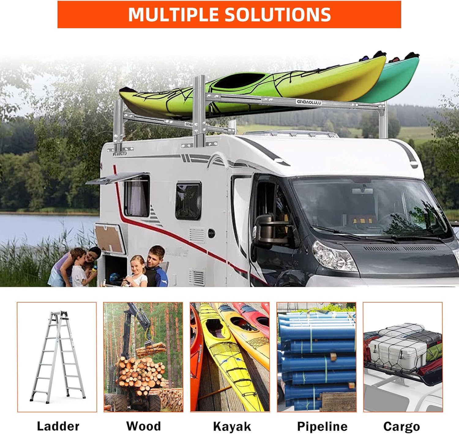 Ladder Rack for Trailer, 800LB Aluminium Trailer Ladder Rack Fit for Open and Enclosed Trailers,for 6.0'-8.2' Wide Trailers (Silvery)