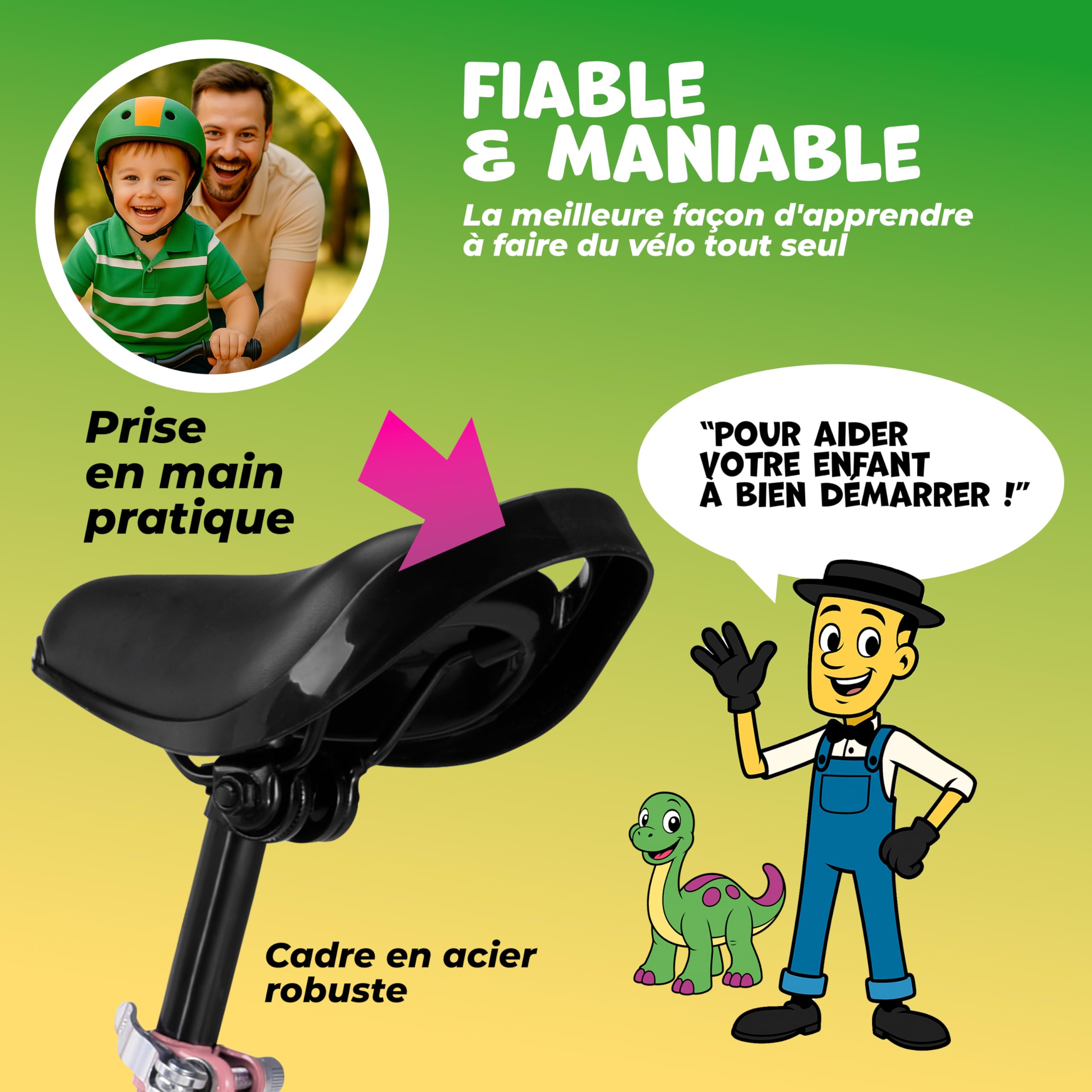 Draisienne pour Enfants Rose - Vélo sans pédale avec Guidon, Selle réglable, Frein - Vélo d'apprentissage avec Suspension, vélo d'équilibre Pneus jusqu'à 50kg