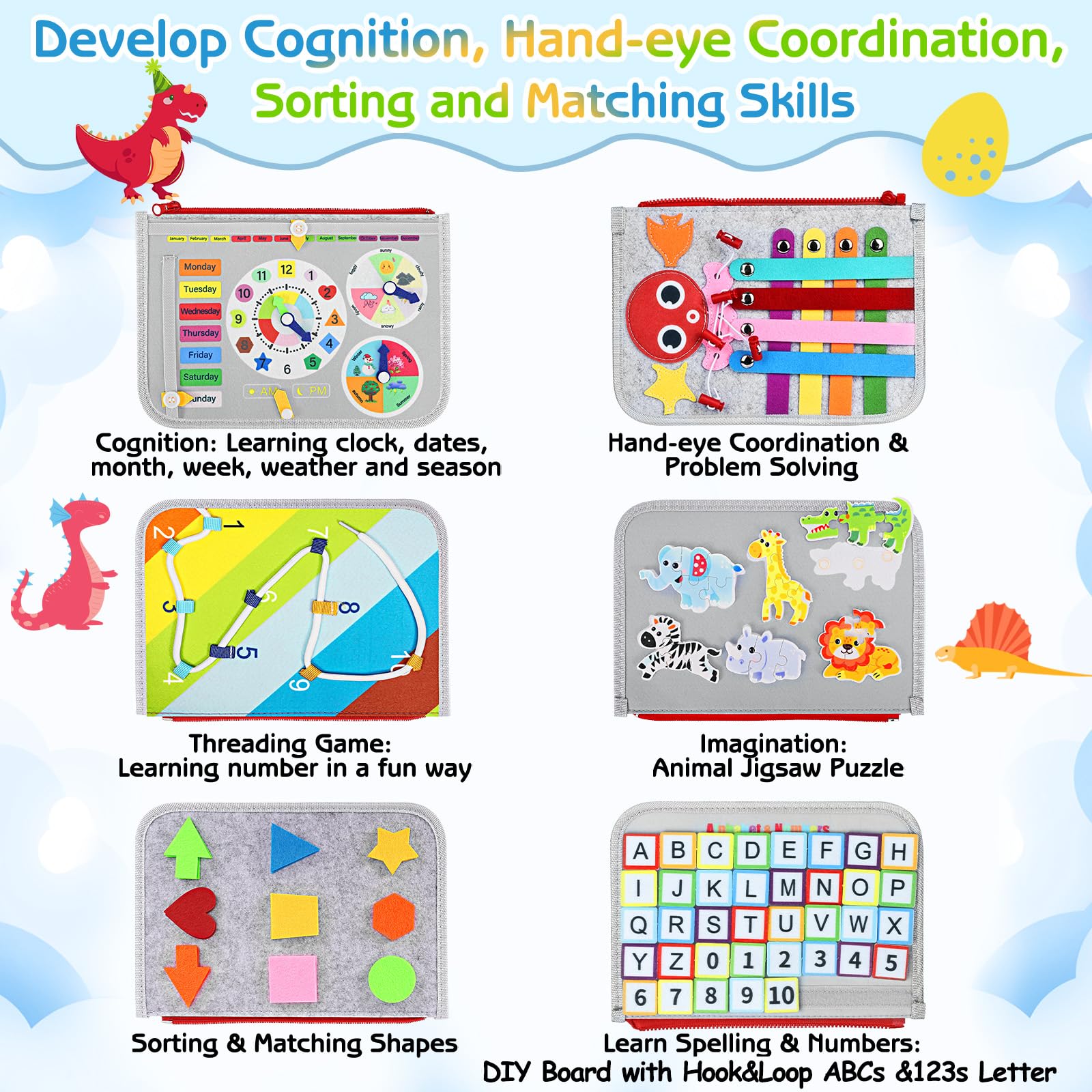 Esjay Busy Board for Toddlers, Montessori Toys for Boys