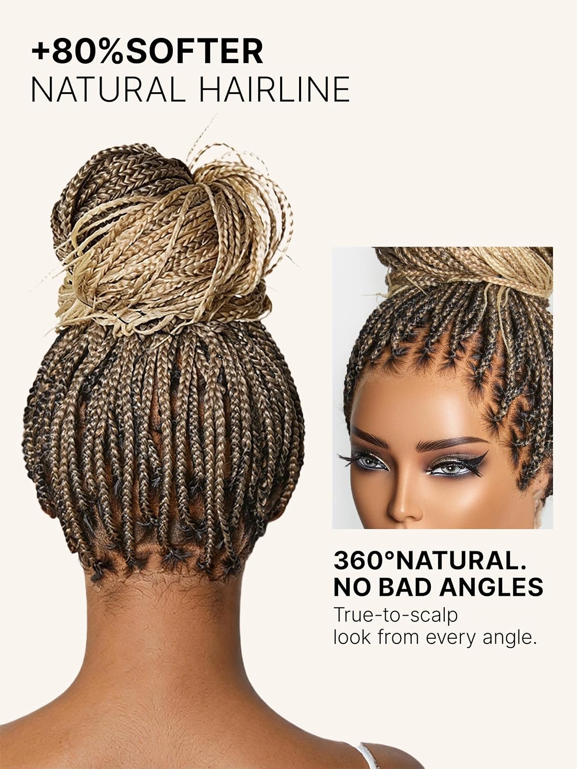 LUVME HAIR Full Lace 26 Inches Braided Wig OwnScalp™ Salon-Level 200% Density Bleached Knots Human Hair Blended Synthetic Braids with a Natural Real Scalp Look Full HD Lace Knotless Box Braided Wig