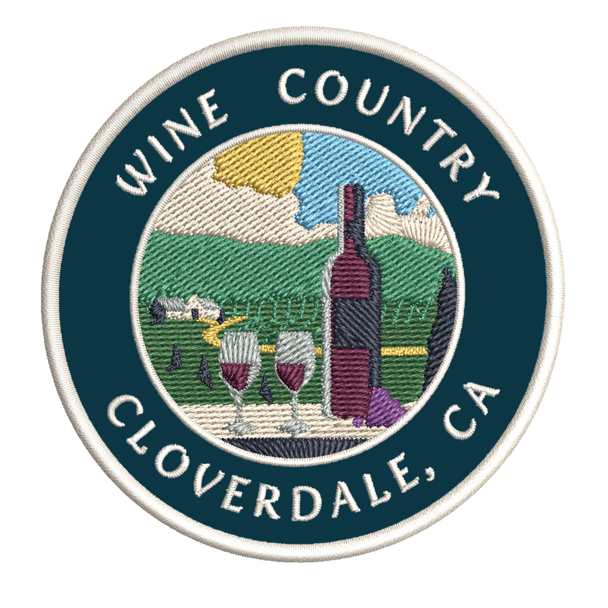 Vinyard - Wine Country - Cloverdale, California 3.5" Embroidery DIY Iron or Sew-on Decorative Patches Vacation Adventure Theme Novelty Applique