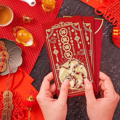 Miniatura 9 de Sobres rojos de Año Nuevo chino paquetes rojos chinos de 36 unidades Hong Bao con 2 diseños de lámina dorada sobres de dinero de regalo baile de león