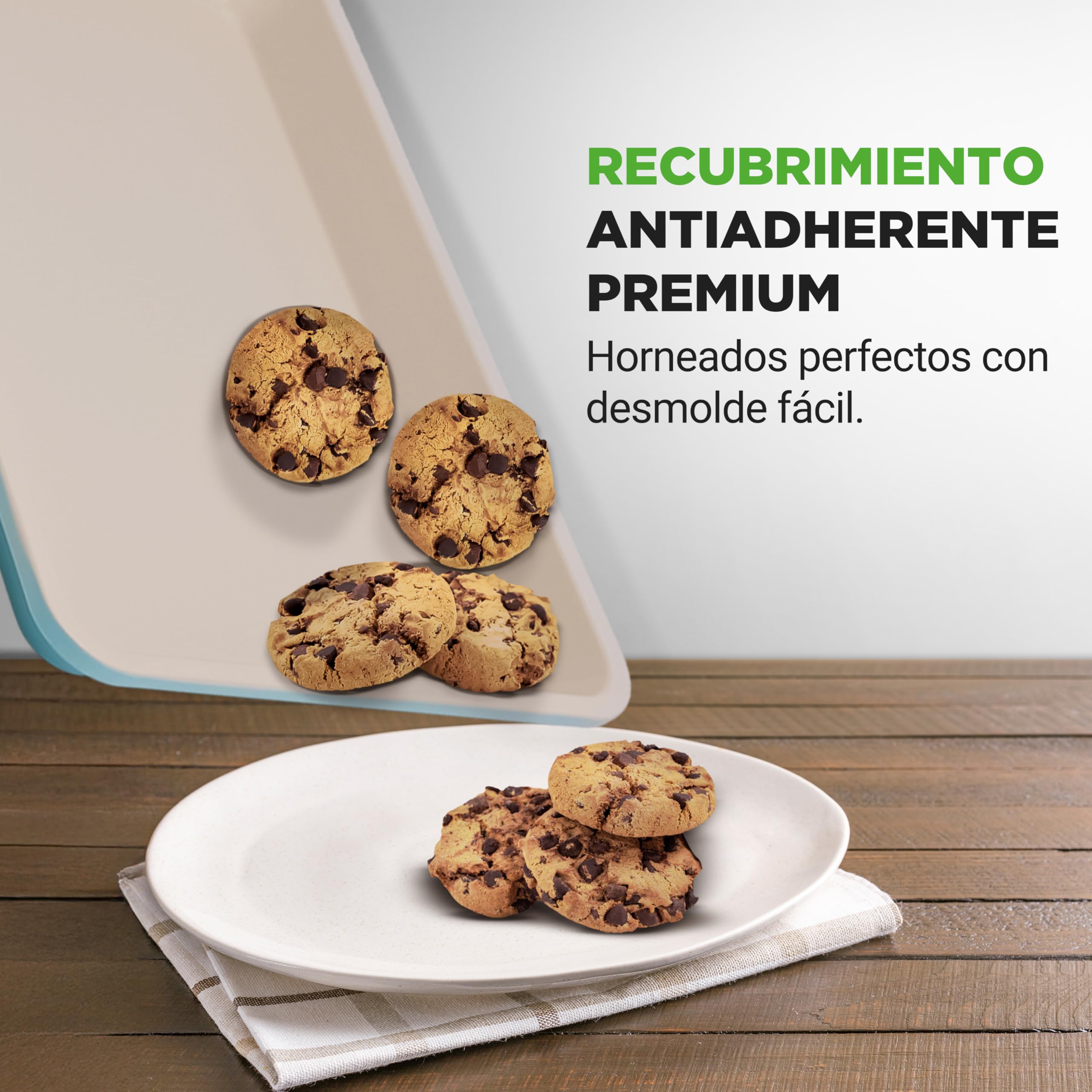 Nutrichef bandejas horno, Para galletas, Bizcochos, Moldes para muffins y pasteles, Set de 6 piezas, Duraderas, Antiadherentes
