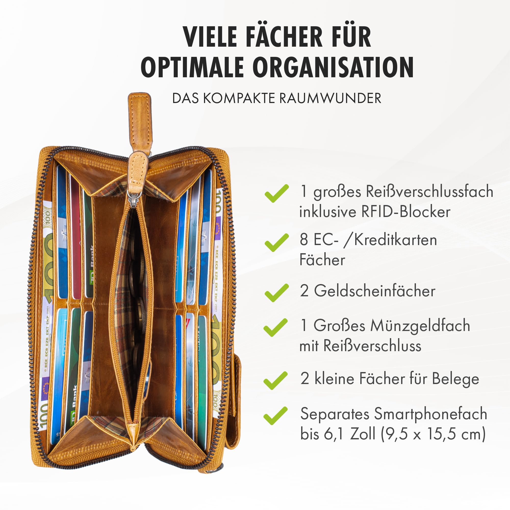 STILORD Damen Umhänge Geldbeutel aus Leder mit Handyfach - 2 in 1 Geldbörse Handytasche zum Umhängen - Crossbody Portemonnaie für Frauen Sarah Echtleder groß Farbe:Perugia-braun