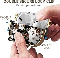 Vista 3 de Maxjoy for AirPods Pro 2nd/1st Generation Case with Lock, Cute AirPods Pro 2 Case Lock Protective Hard AirPod Pro Cover for Women Men with Keychain