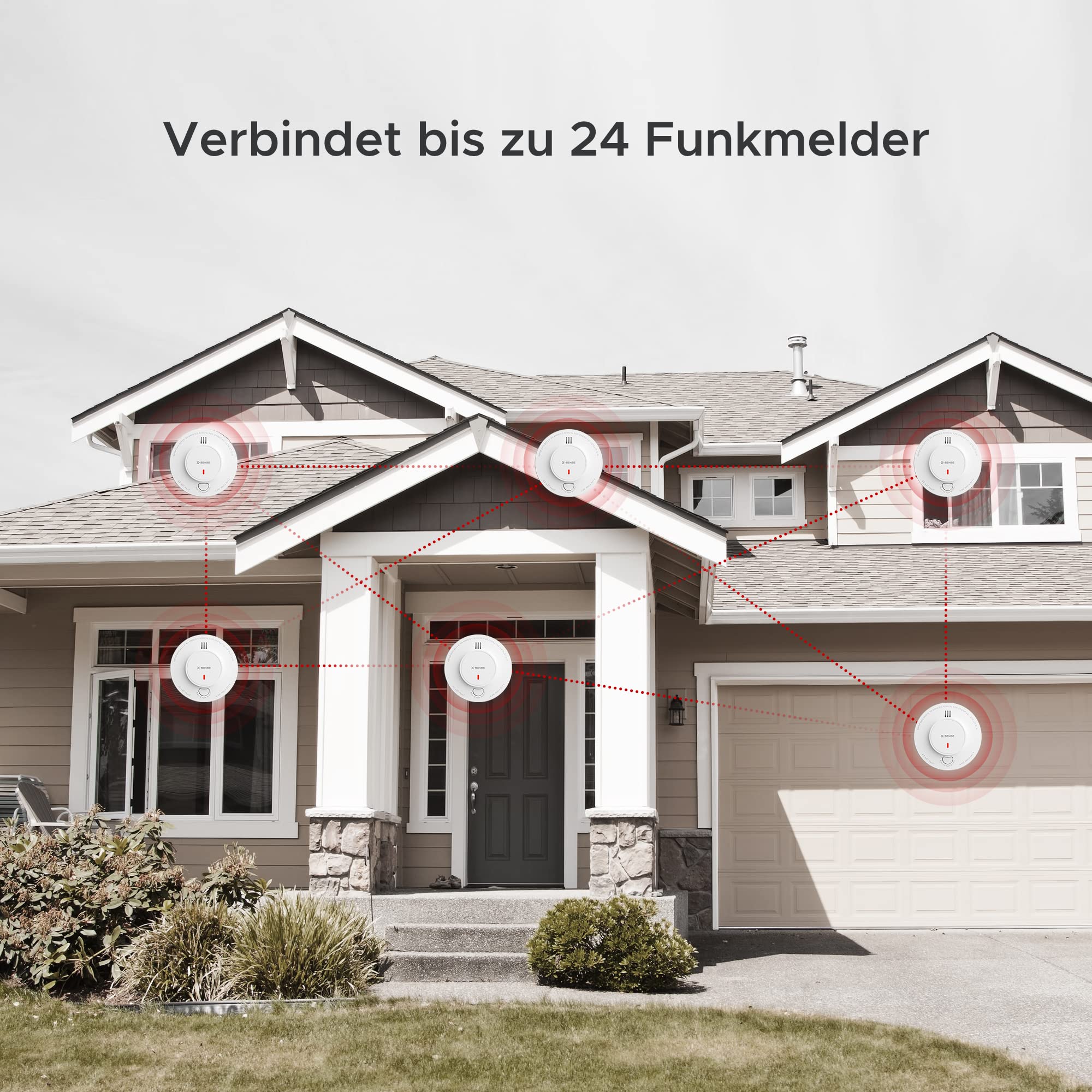 X-Sense Vernetzter Rauchmelder mit 10 Jahre Batterie, Feuermelder mit Stummschaltung, entspricht EN 14604 Standard, SD19-W, 6er Set